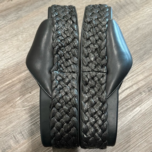 Cult Gaia Blythe Embellished Leather Platform Espadrille Sandal Slides in Black - Picture 9 of 16